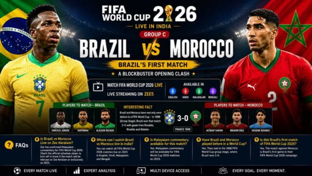 Brazil vs Morocco Live on ZEE5 – FIFA World Cup 2026