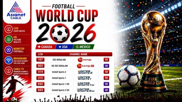 Asianet Cable Vision Channel Number for 2026 FIFA Live Telecast