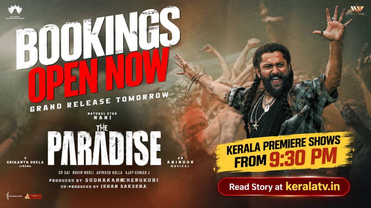 Nani The Paradise Kerala advance booking opens with premiere shows from September 23 Nani The Paradise Kerala advance booking opens with premiere shows from September 23